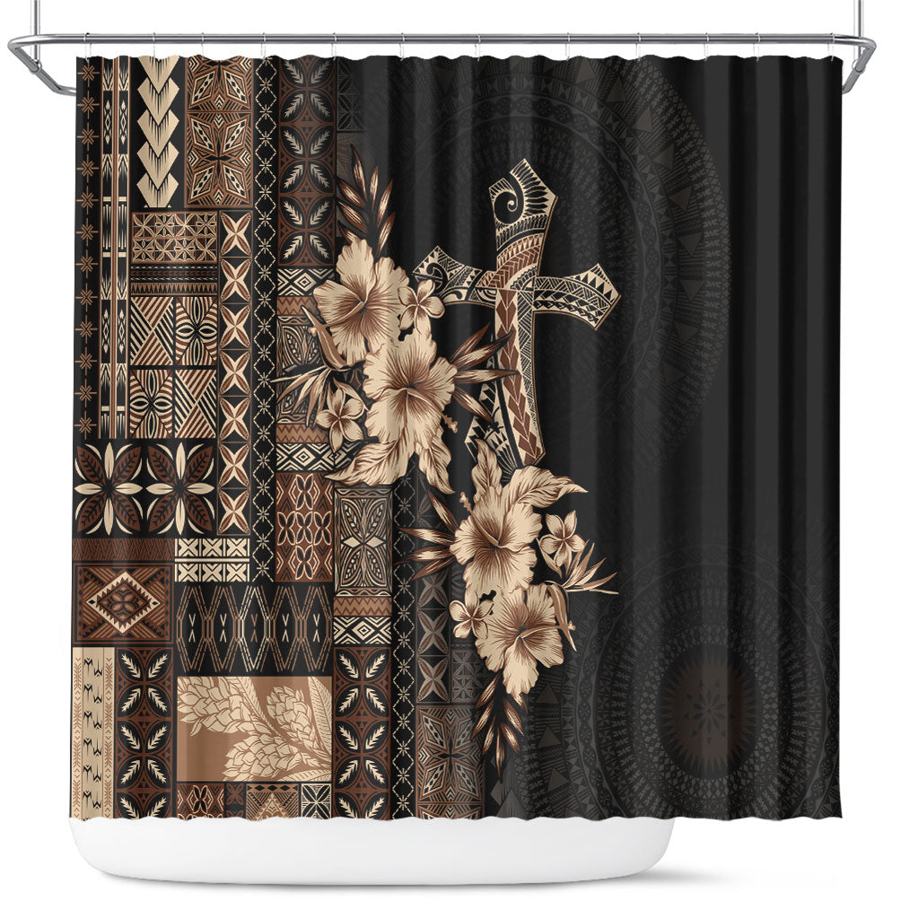 Samoa AIGA Mamanu Siapo Malu Motifs Shower Curtain Black Ver