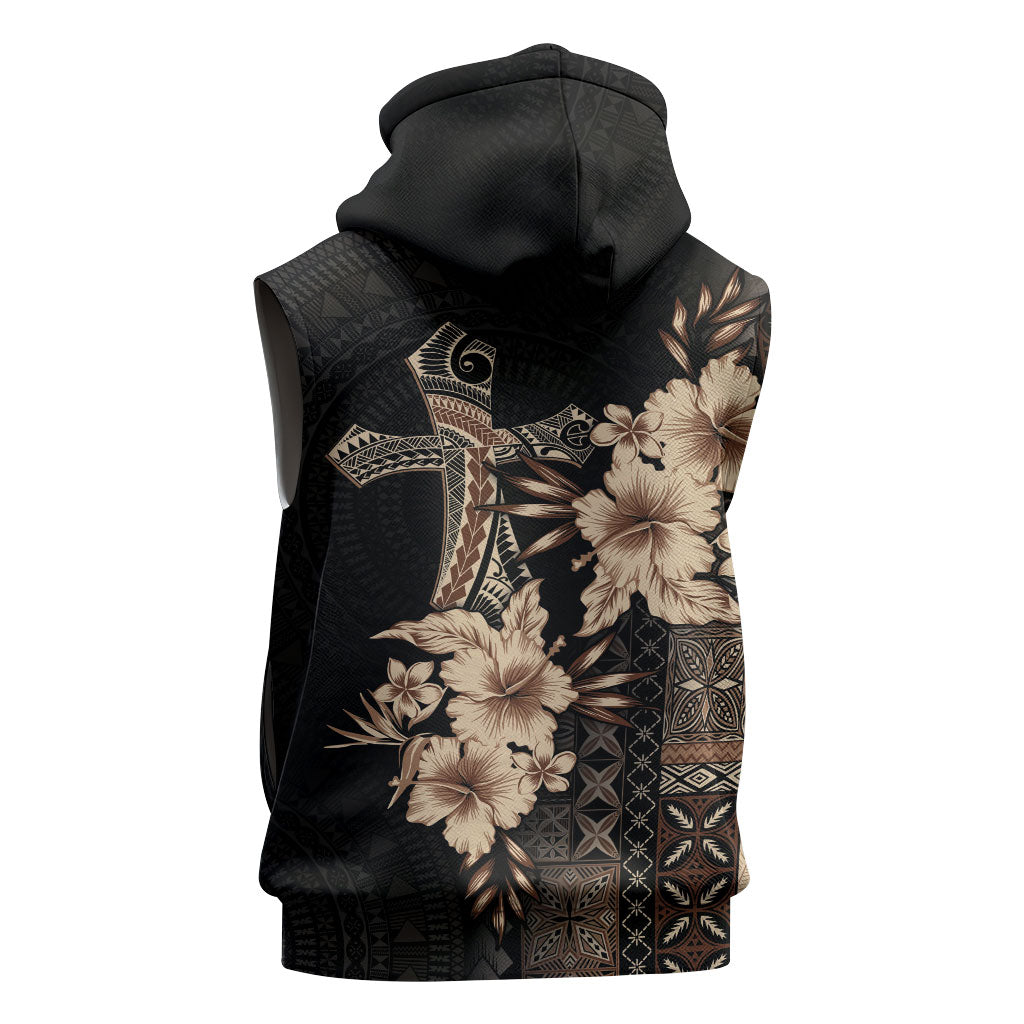 Samoa AIGA Mamanu Siapo Malu Motifs Sleeveless Hoodie Black Ver