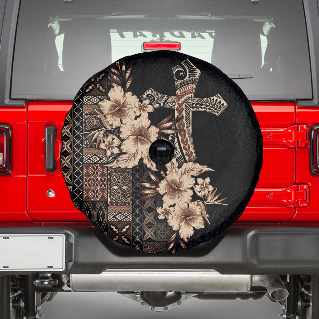 Samoa AIGA Mamanu Siapo Malu Motifs Spare Tire Cover Black Ver