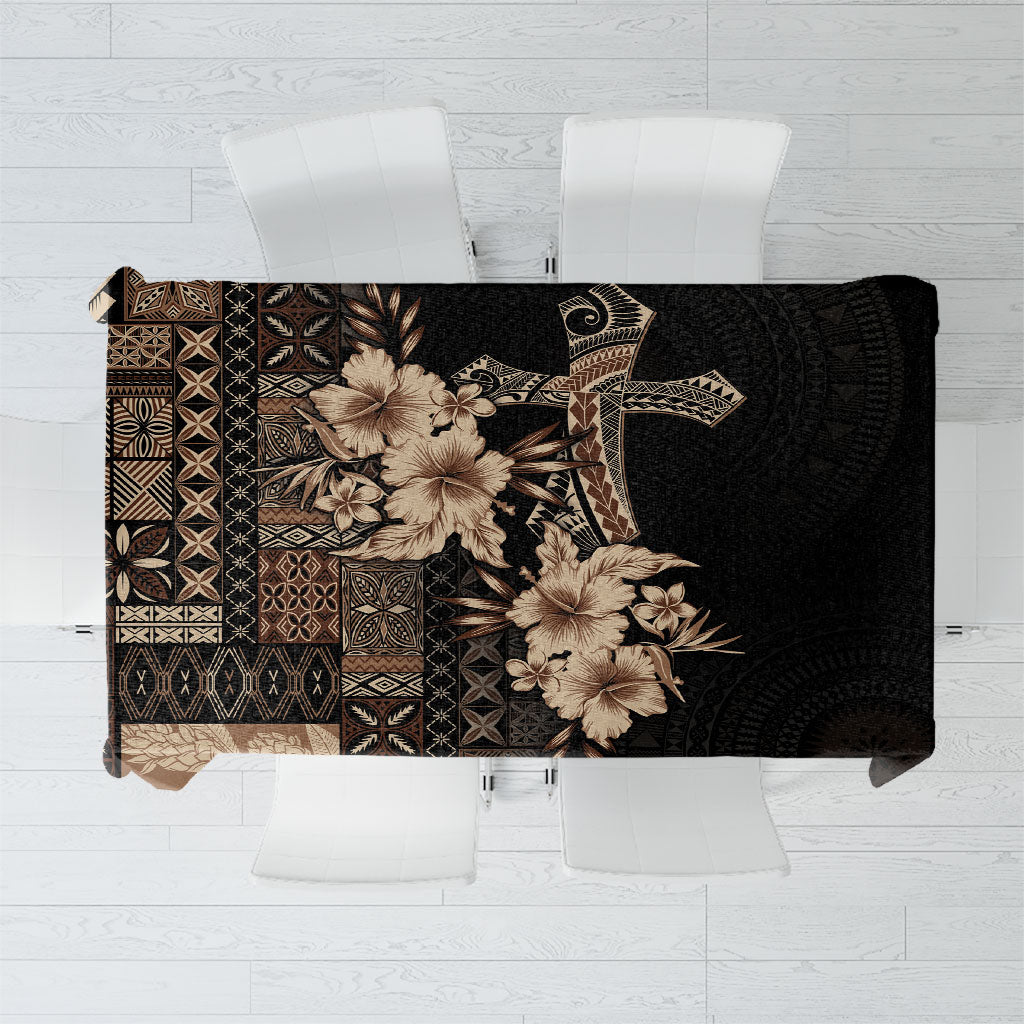 Samoa AIGA Mamanu Siapo Malu Motifs Tablecloth Black Ver LT7 Black - Polynesian Pride