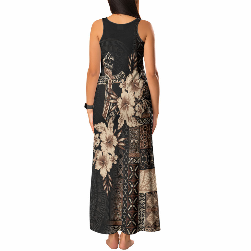 Samoa AIGA Mamanu Siapo Malu Motifs Tank Maxi Dress Black Ver
