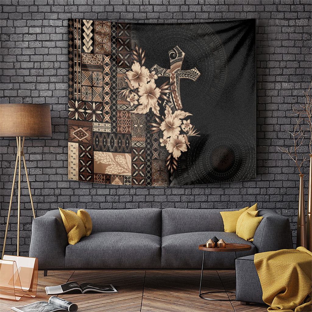 Samoa AIGA Mamanu Siapo Malu Motifs Tapestry Black Ver LT7 Black - Polynesian Pride