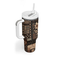 Samoa AIGA Mamanu Siapo Malu Motifs Tumbler With Handle Black Ver