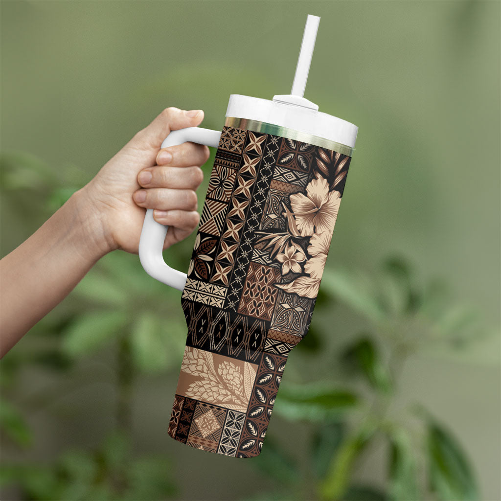 Samoa AIGA Mamanu Siapo Malu Motifs Tumbler With Handle Black Ver