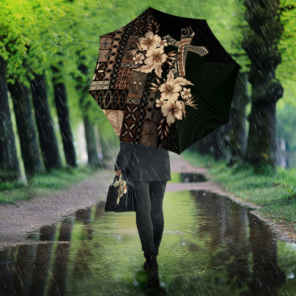 Samoa AIGA Mamanu Siapo Malu Motifs Umbrella Black Ver