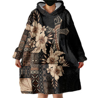 Samoa AIGA Mamanu Siapo Malu Motifs Wearable Blanket Hoodie Black Ver