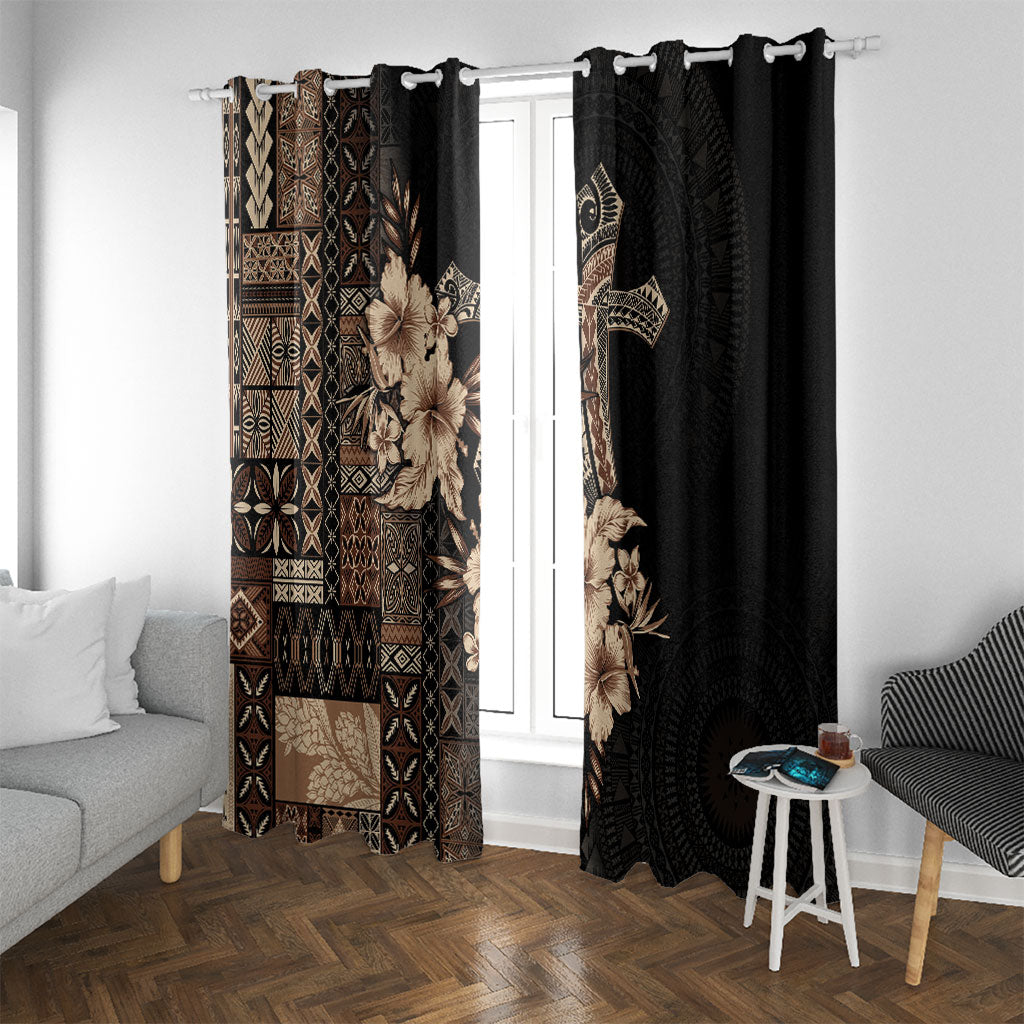 Samoa AIGA Mamanu Siapo Malu Motifs Window Curtain Black Ver