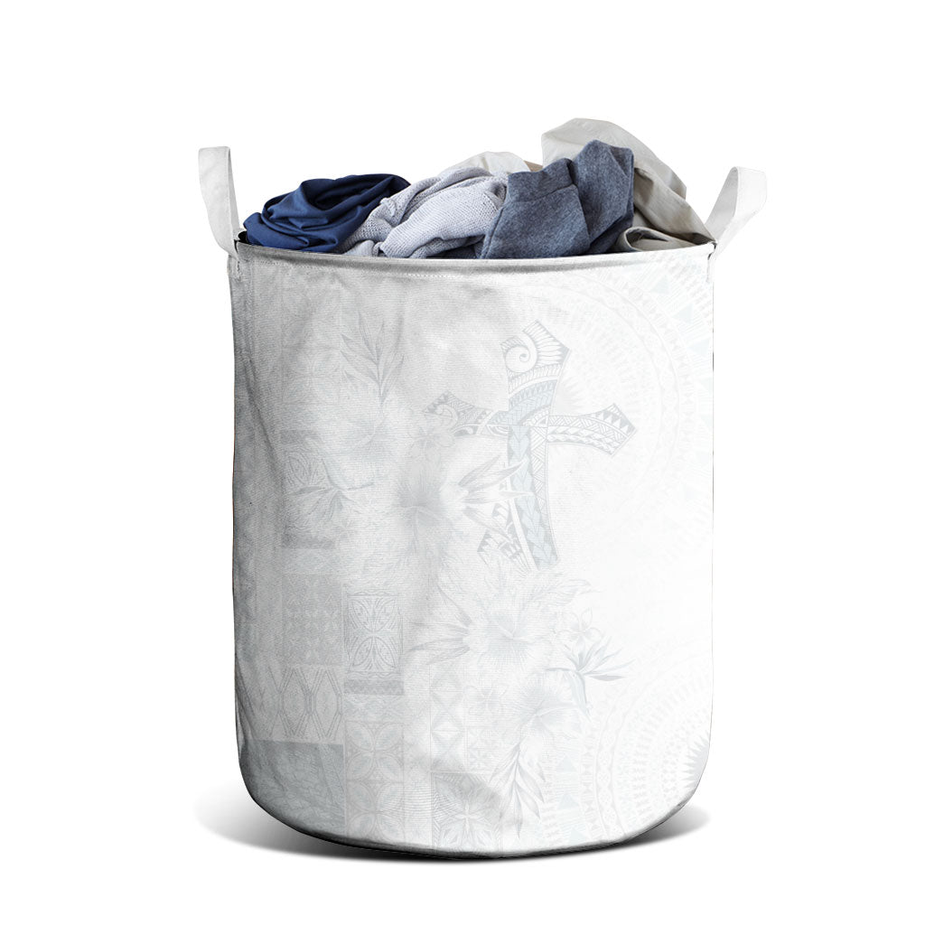 Samoa AIGA Mamanu Siapo Malu Motifs Laundry Basket Lotu a Tamaiti White Ver