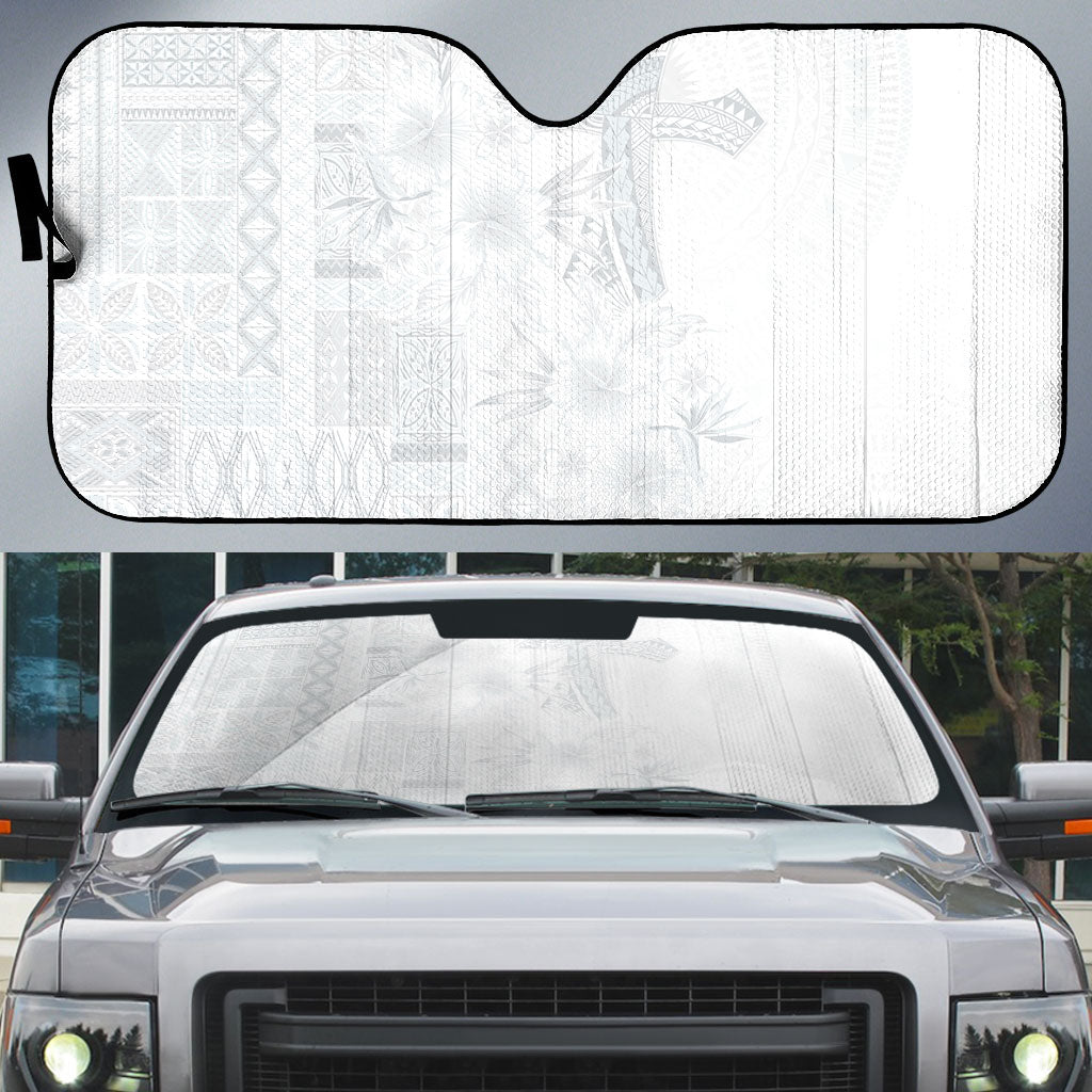 Samoa AIGA Mamanu Siapo Malu Motifs Auto Sun Shade Lotu a Tamaiti White Ver