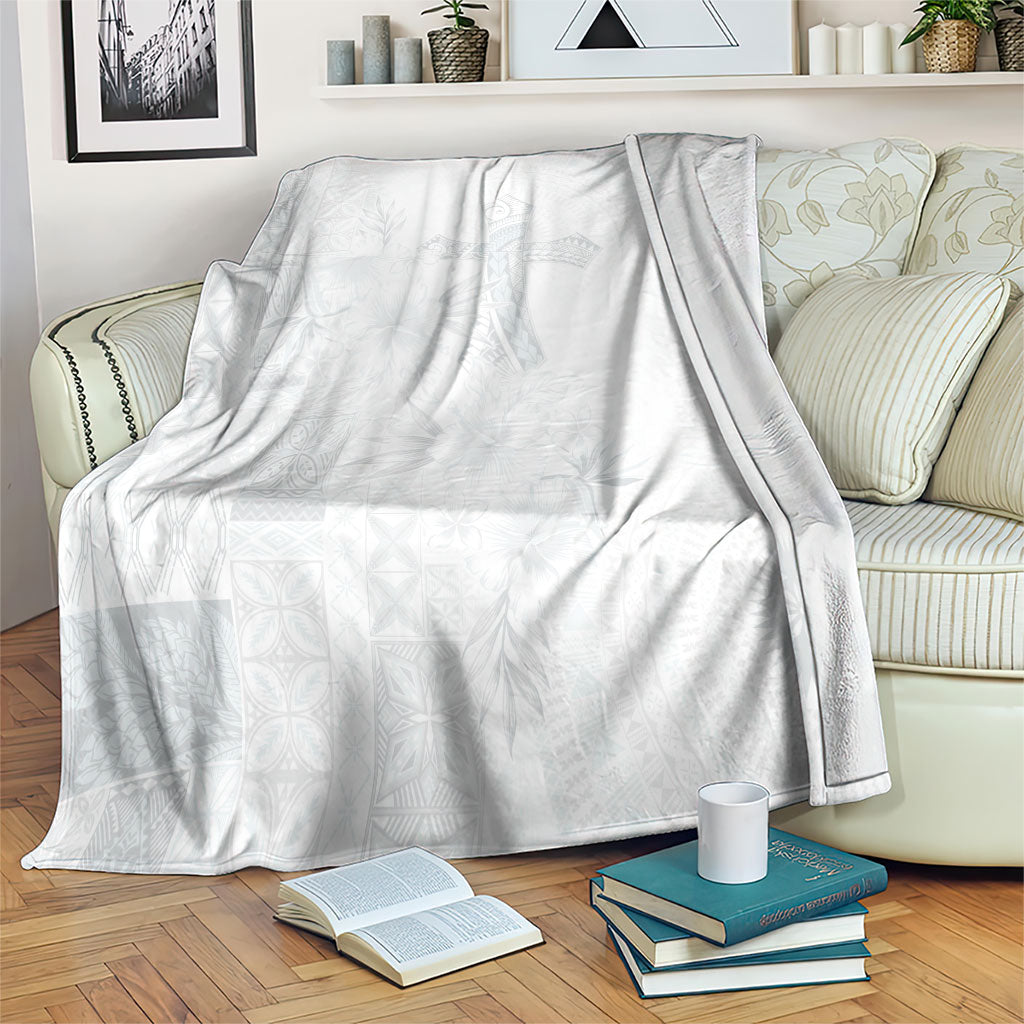 Samoa AIGA Mamanu Siapo Malu Motifs Blanket Lotu a Tamaiti White Ver LT7 White - Polynesian Pride