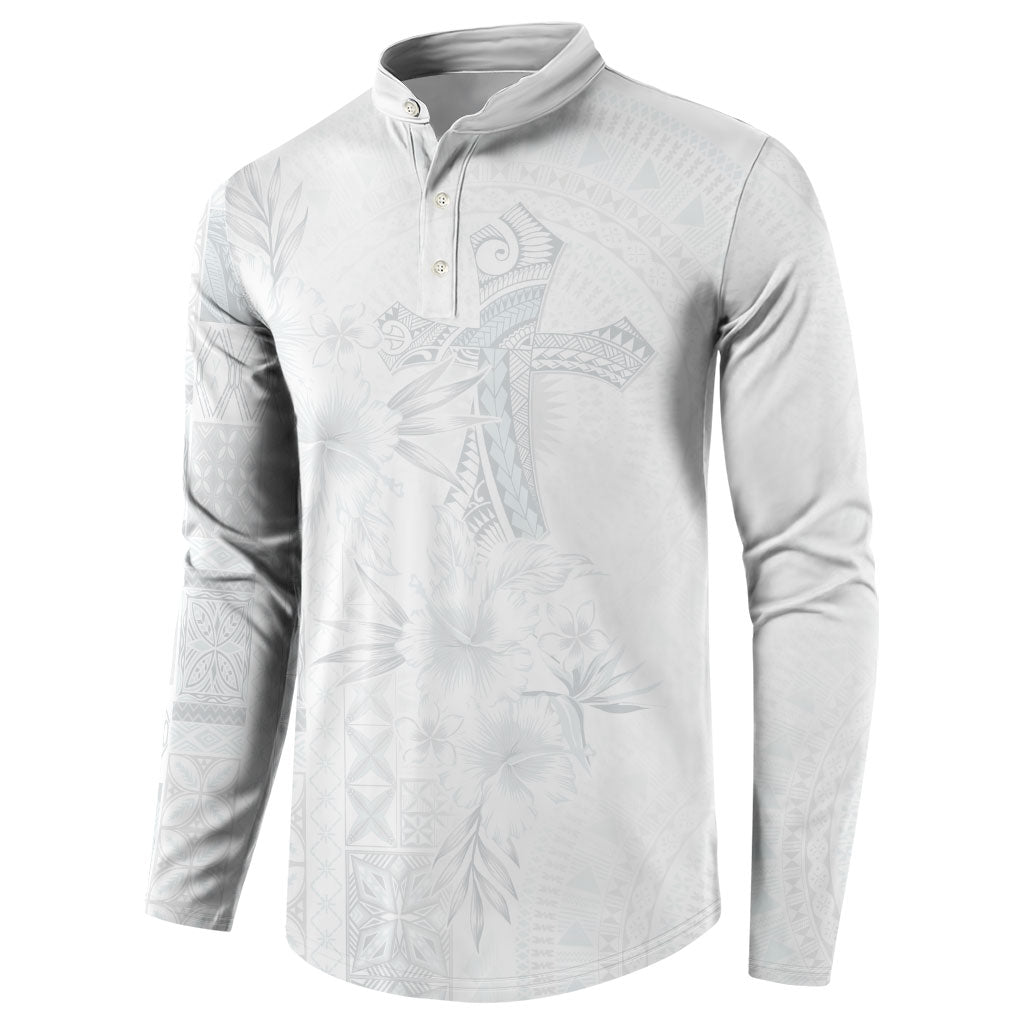 Samoa AIGA Mamanu Siapo Malu Motifs Button Sweatshirt Lotu a Tamaiti White Ver