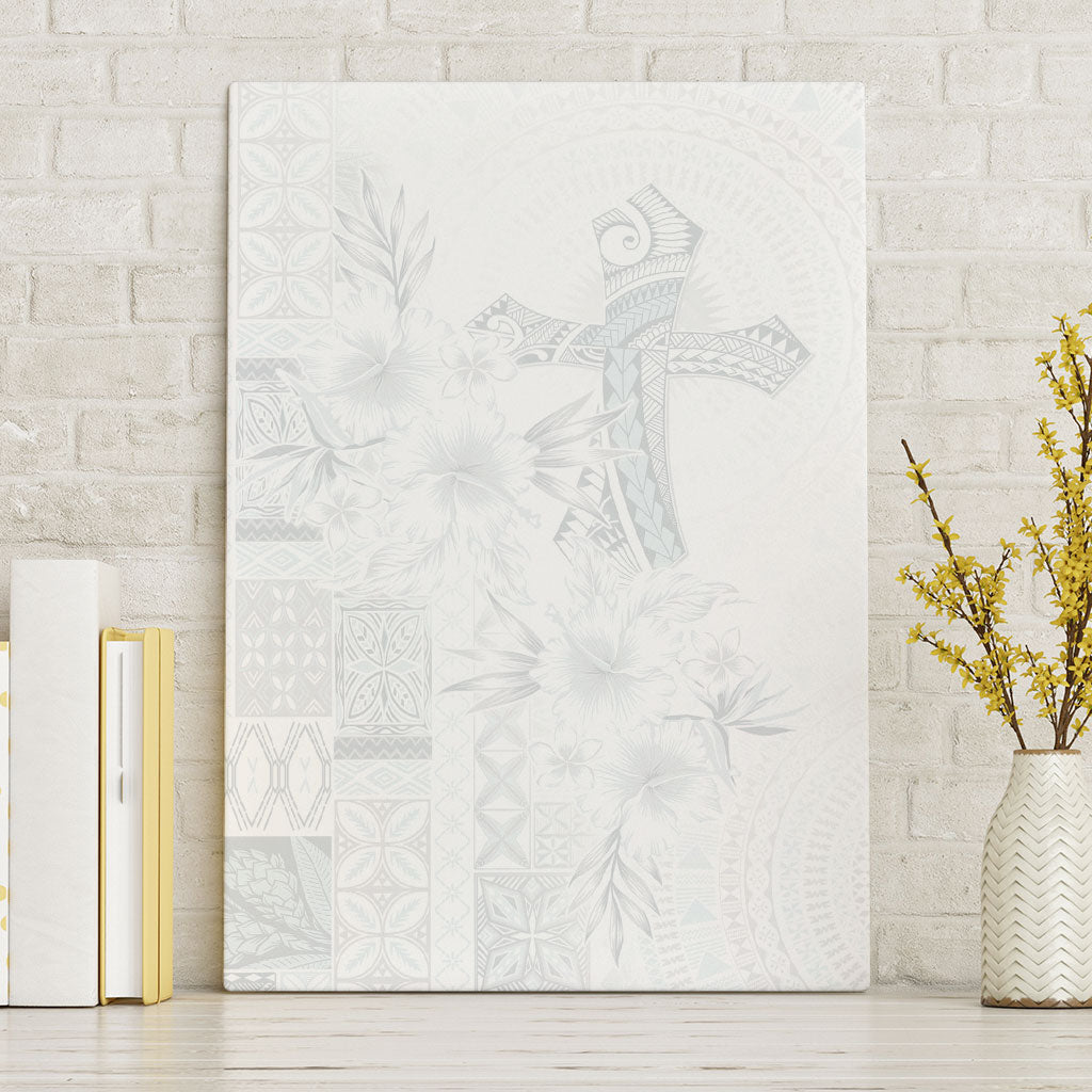 Samoa AIGA Mamanu Siapo Malu Motifs Canvas Wall Art Lotu a Tamaiti White Ver LT7 Without Frame White - Polynesian Pride