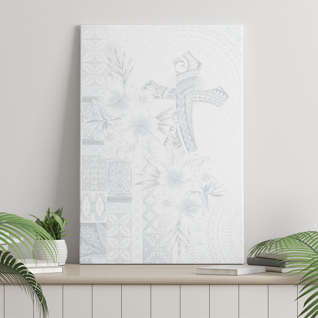 Samoa AIGA Mamanu Siapo Malu Motifs Canvas Wall Art Lotu a Tamaiti White Ver