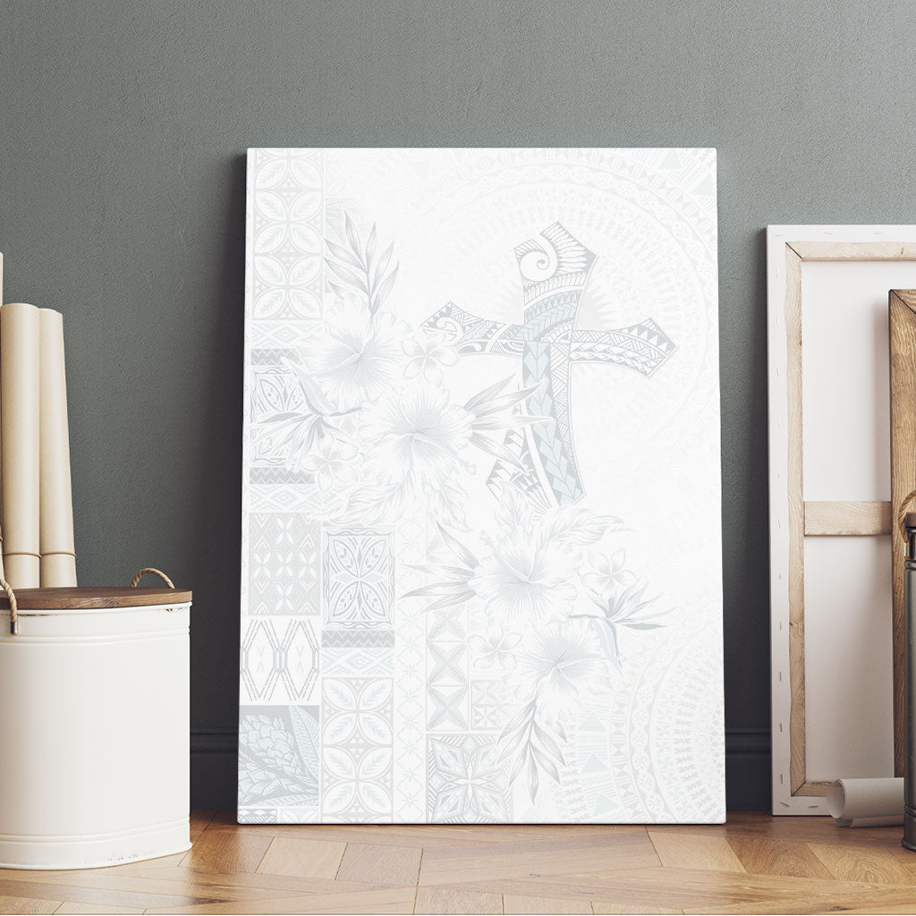 Samoa AIGA Mamanu Siapo Malu Motifs Canvas Wall Art Lotu a Tamaiti White Ver