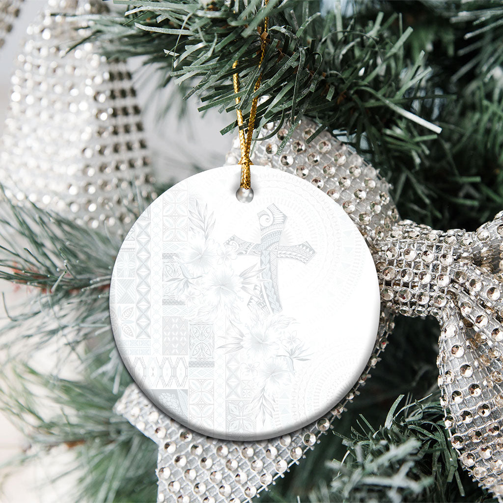 Samoa AIGA Mamanu Siapo Malu Motifs Ceramic Ornament Lotu a Tamaiti White Ver