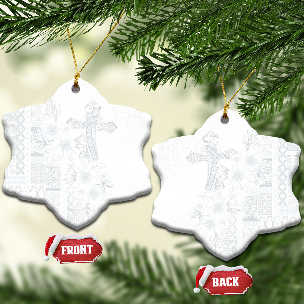 Samoa AIGA Mamanu Siapo Malu Motifs Ceramic Ornament Lotu a Tamaiti White Ver