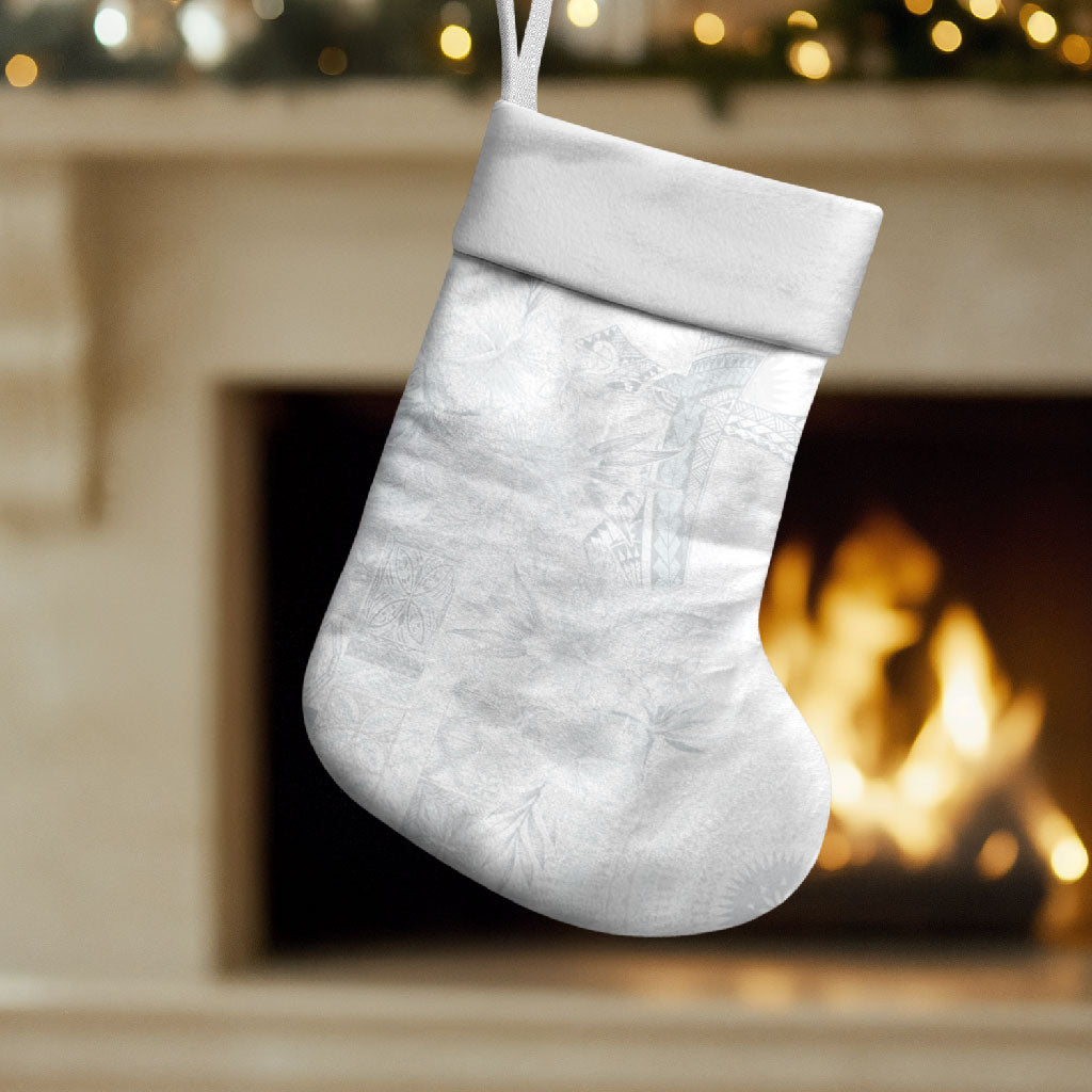 Samoa AIGA Mamanu Siapo Malu Motifs Christmas Stocking Lotu a Tamaiti White Ver LT7 Set of 2 White - Polynesian Pride