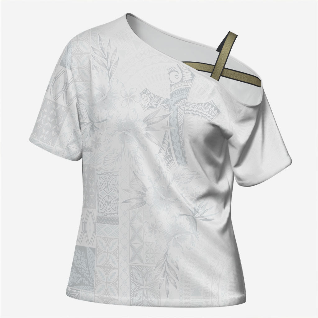 Samoa AIGA Mamanu Siapo Malu Motifs Cross Shoulder Shirt Lotu a Tamaiti White Ver