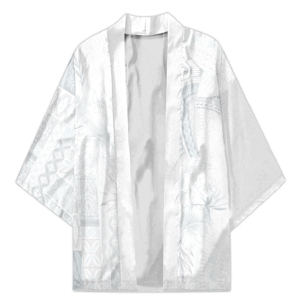 Samoa AIGA Mamanu Siapo Malu Motifs Kimono Lotu a Tamaiti White Ver LT7 Unisex White - Polynesian Pride