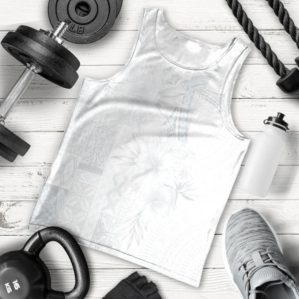 Samoa AIGA Mamanu Siapo Malu Motifs Men Tank Top Lotu a Tamaiti White Ver LT7 - Polynesian Pride