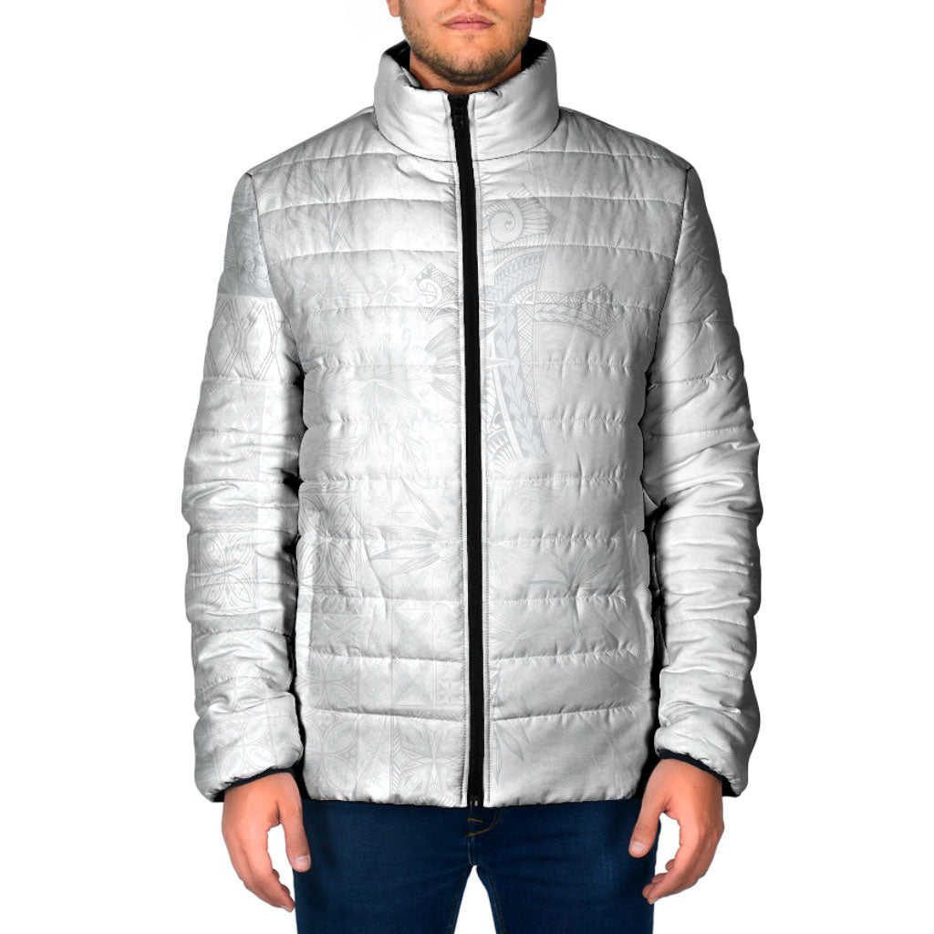 Samoa AIGA Mamanu Siapo Malu Motifs Padded Jacket Lotu a Tamaiti White Ver LT7 Men White - Polynesian Pride