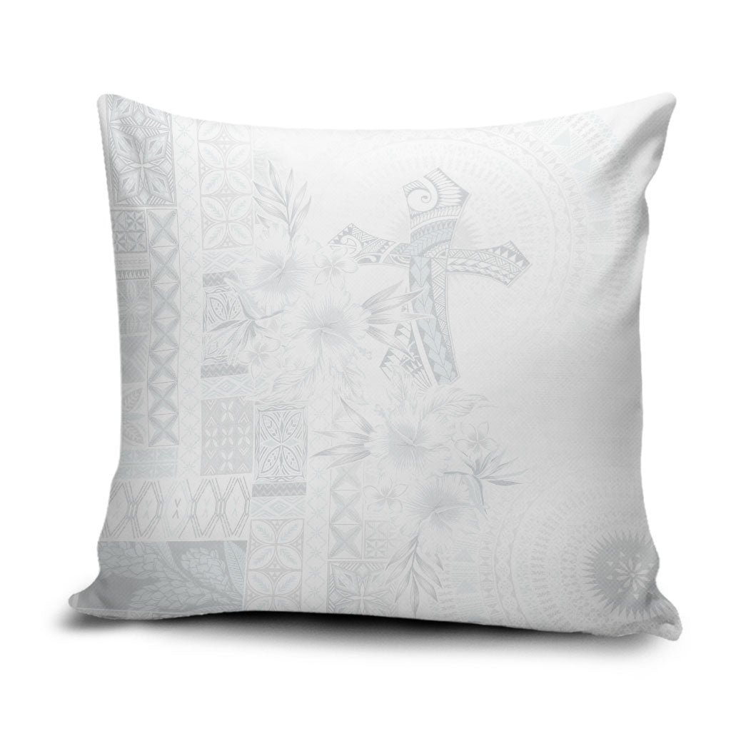 Samoa AIGA Mamanu Siapo Malu Motifs Pillow Cover Lotu a Tamaiti White Ver LT7 White - Polynesian Pride