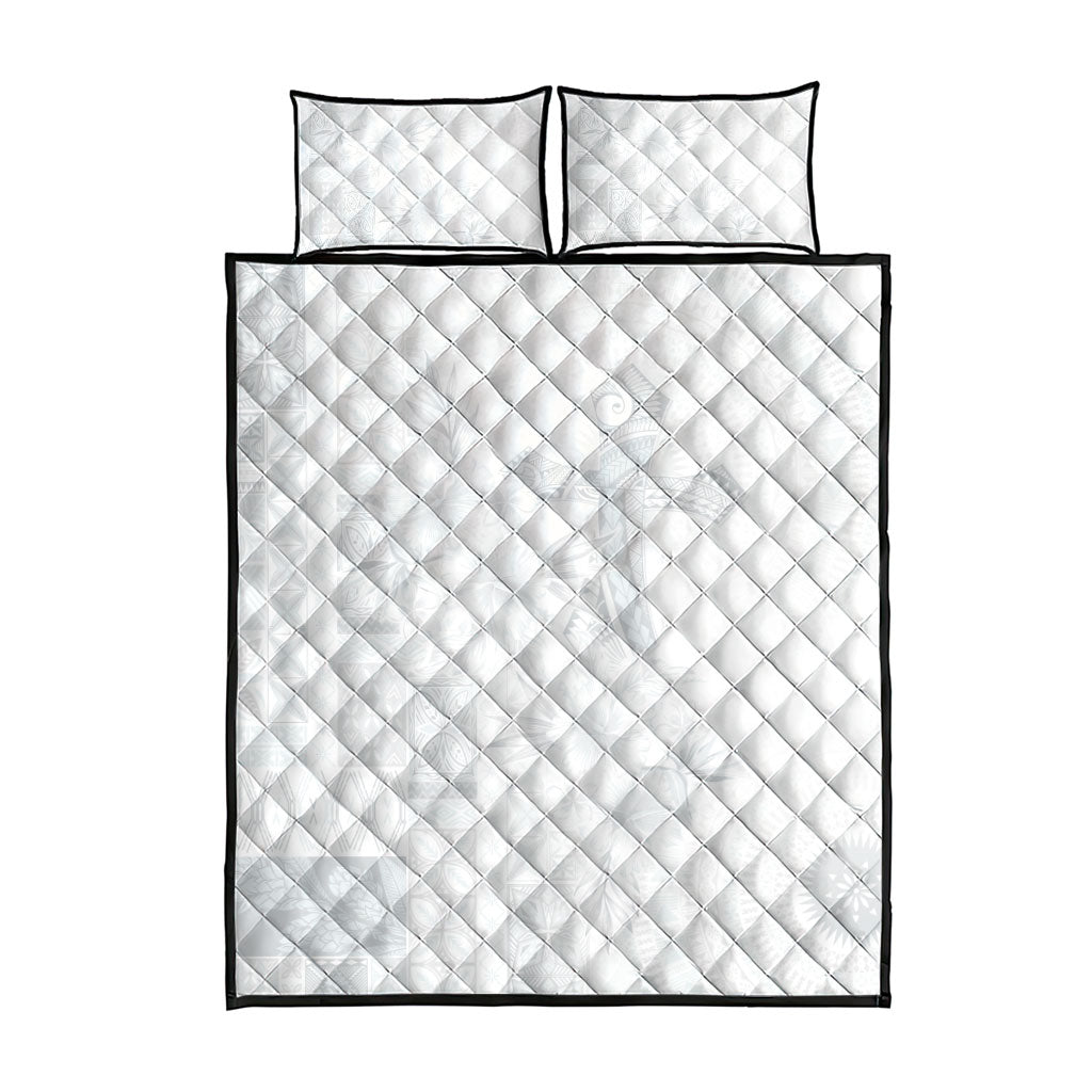 Samoa AIGA Mamanu Siapo Malu Motifs Quilt Bed Set Lotu a Tamaiti White Ver LT7 - Polynesian Pride