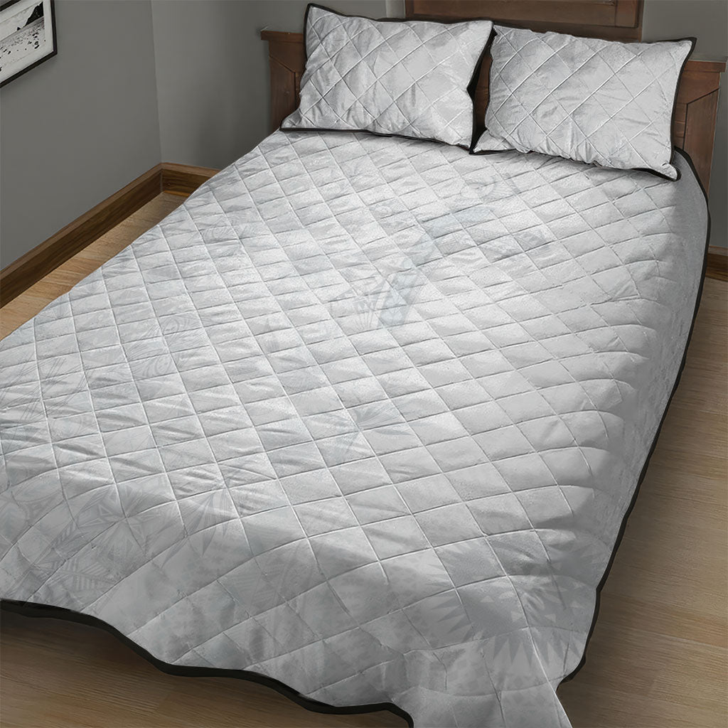Samoa AIGA Mamanu Siapo Malu Motifs Quilt Bed Set Lotu a Tamaiti White Ver LT7 - Polynesian Pride