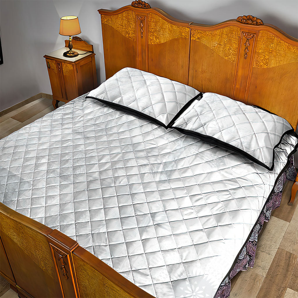 Samoa AIGA Mamanu Siapo Malu Motifs Quilt Bed Set Lotu a Tamaiti White Ver LT7 - Polynesian Pride