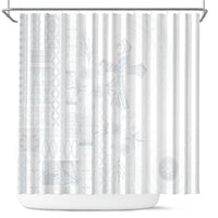 Samoa AIGA Mamanu Siapo Malu Motifs Shower Curtain Lotu a Tamaiti White Ver LT7 White - Polynesian Pride