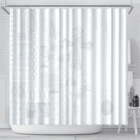 Samoa AIGA Mamanu Siapo Malu Motifs Shower Curtain Lotu a Tamaiti White Ver LT7 - Polynesian Pride