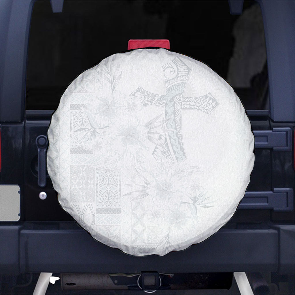 Samoa AIGA Mamanu Siapo Malu Motifs Spare Tire Cover Lotu a Tamaiti White Ver