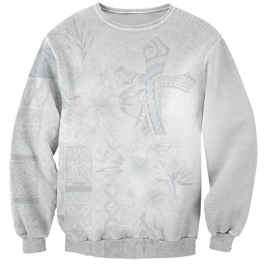 Samoa AIGA Mamanu Siapo Malu Motifs Sweatshirt Lotu a Tamaiti White Ver