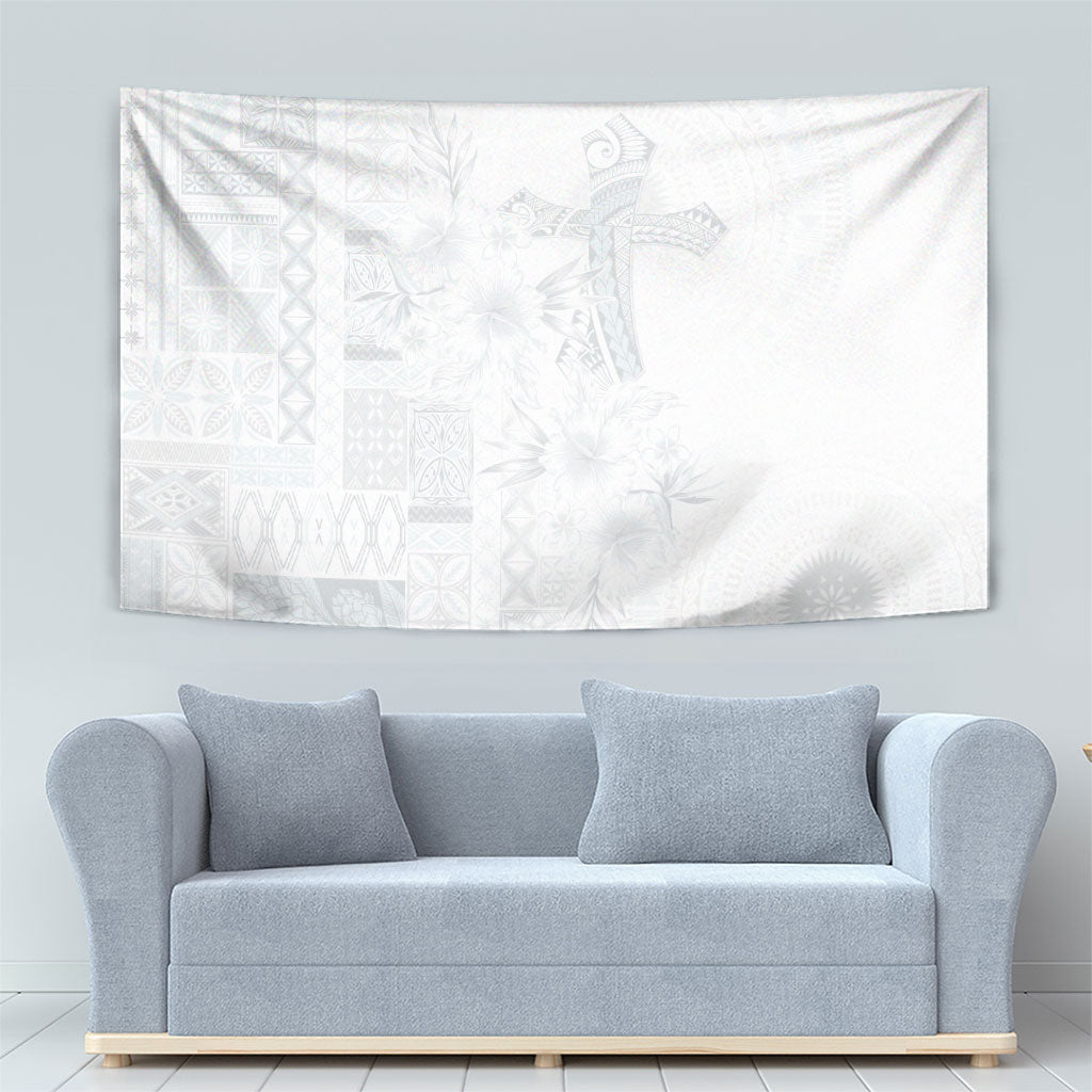 Samoa AIGA Mamanu Siapo Malu Motifs Tapestry Lotu a Tamaiti White Ver