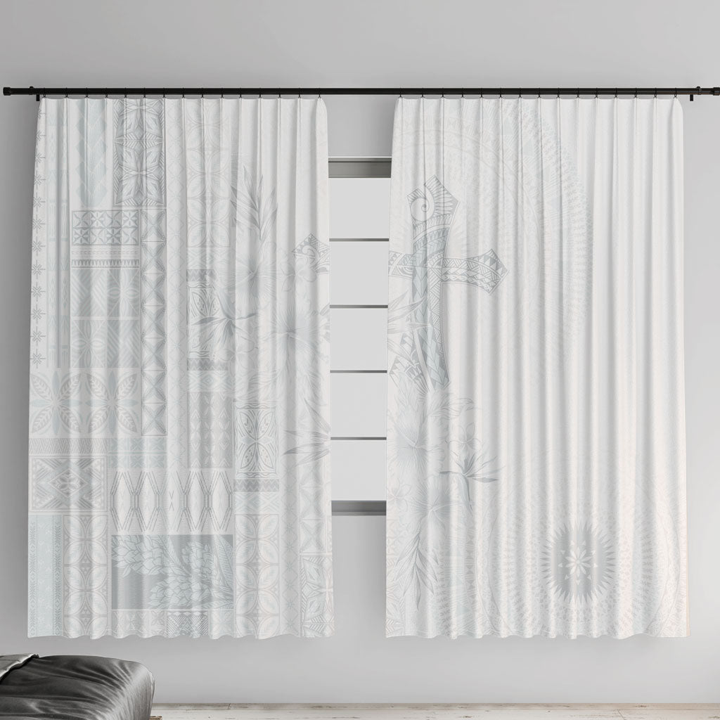 Samoa AIGA Mamanu Siapo Malu Motifs Window Curtain Lotu a Tamaiti White Ver