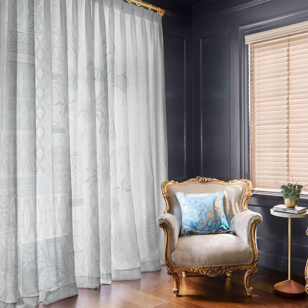 Samoa AIGA Mamanu Siapo Malu Motifs Window Curtain Lotu a Tamaiti White Ver