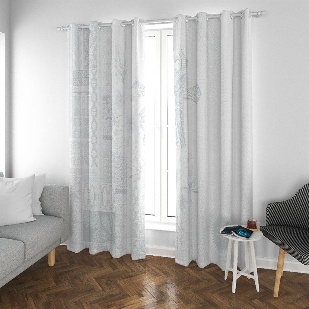 Samoa AIGA Mamanu Siapo Malu Motifs Window Curtain Lotu a Tamaiti White Ver