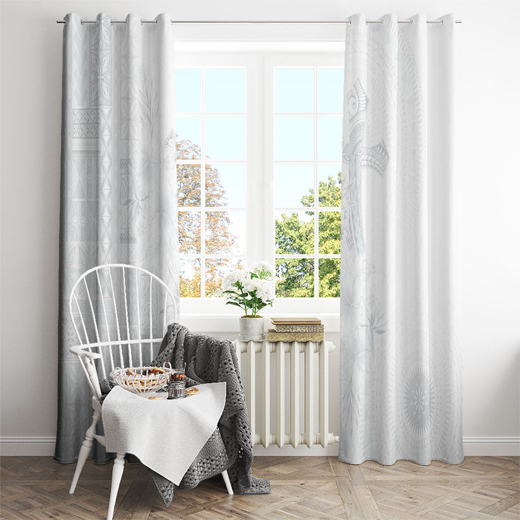 Samoa AIGA Mamanu Siapo Malu Motifs Window Curtain Lotu a Tamaiti White Ver