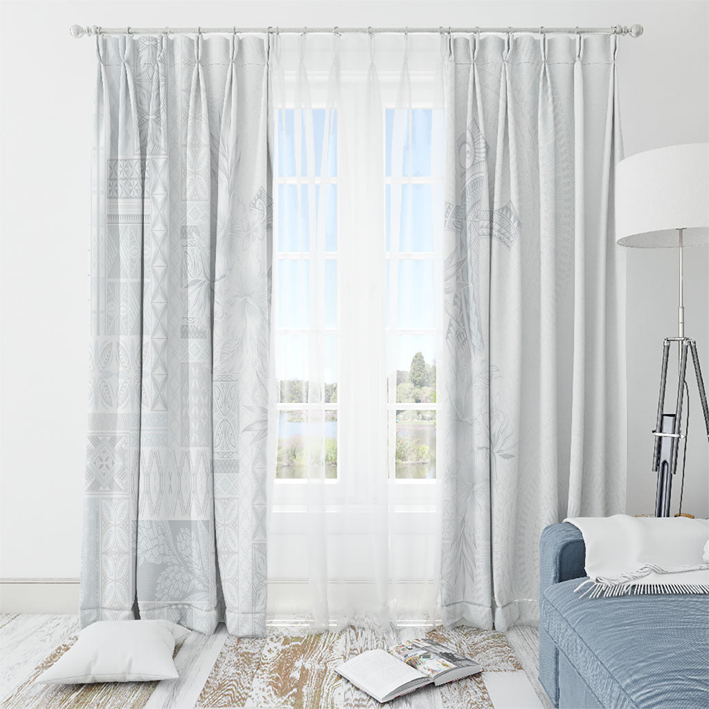 Samoa AIGA Mamanu Siapo Malu Motifs Window Curtain Lotu a Tamaiti White Ver