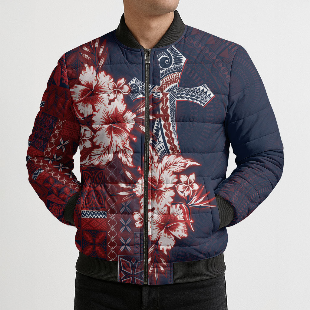 Samoa AIGA Mamanu Siapo Malu Motifs Bomber Puffer Jacket Flag Color