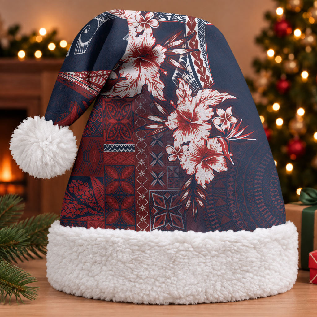Samoa AIGA Mamanu Siapo Malu Motifs Christmas Santa Hat Flag Color