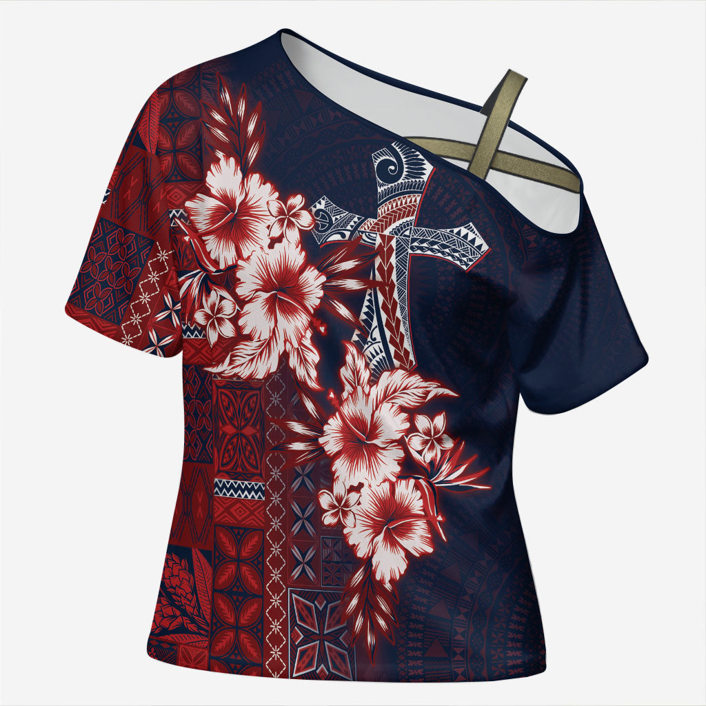 Samoa AIGA Mamanu Siapo Malu Motifs Cross Shoulder Shirt Flag Color