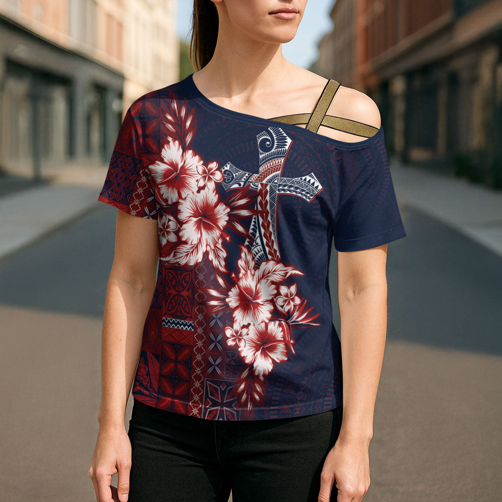 Samoa AIGA Mamanu Siapo Malu Motifs Cross Shoulder Shirt Flag Color