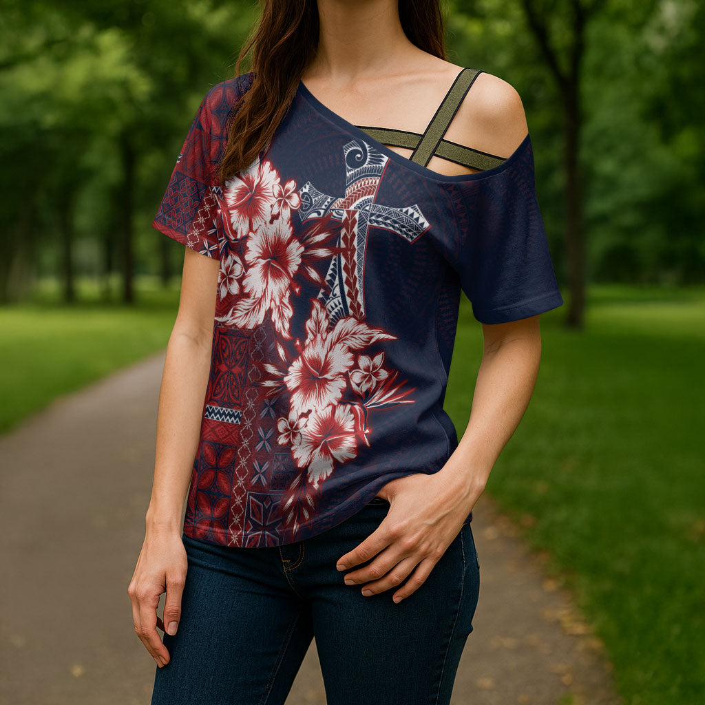 Samoa AIGA Mamanu Siapo Malu Motifs Cross Shoulder Shirt Flag Color