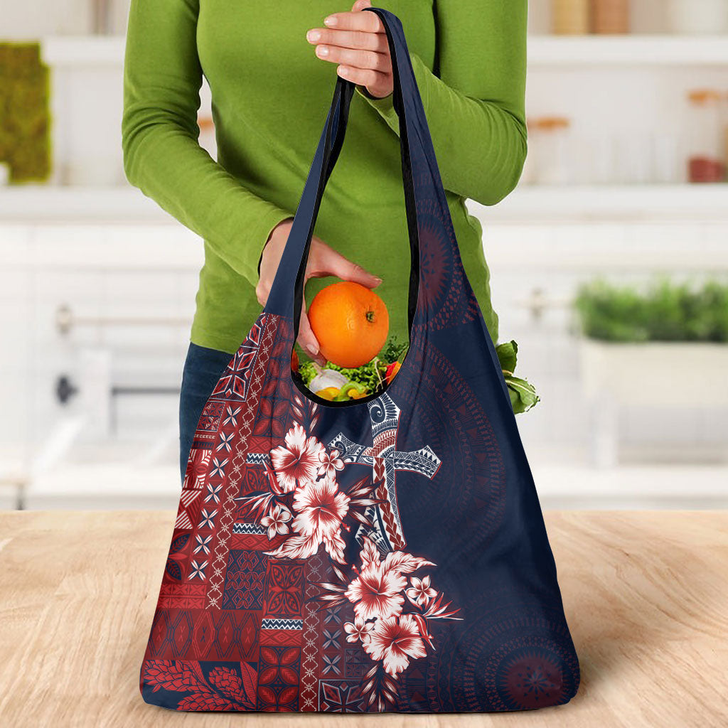 Samoa AIGA Mamanu Siapo Malu Motifs Grocery Bag Flag Color