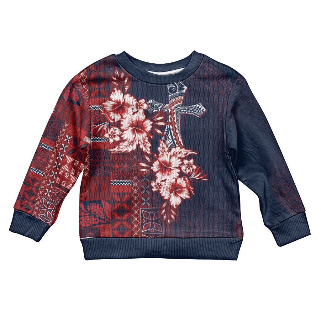 Samoa AIGA Mamanu Siapo Malu Motifs Kid Ugly Christmas Sweater Flag Color