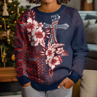 Samoa AIGA Mamanu Siapo Malu Motifs Kid Ugly Christmas Sweater Flag Color
