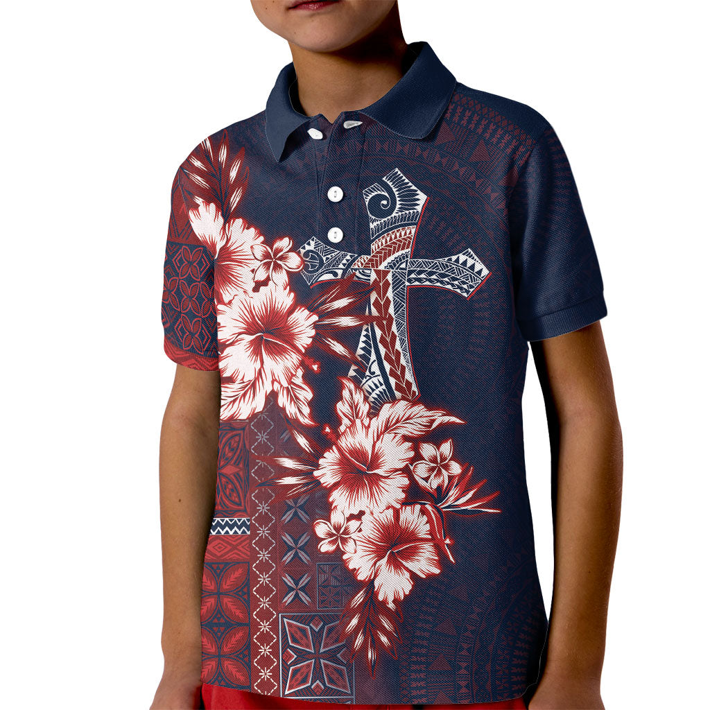 Samoa AIGA Mamanu Siapo Malu Motifs Kid Polo Shirt Flag Color