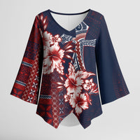 Samoa AIGA Mamanu Siapo Malu Motifs Kimono Sleeve Blouse Flag Color