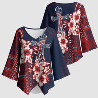 Samoa AIGA Mamanu Siapo Malu Motifs Kimono Sleeve Blouse Flag Color